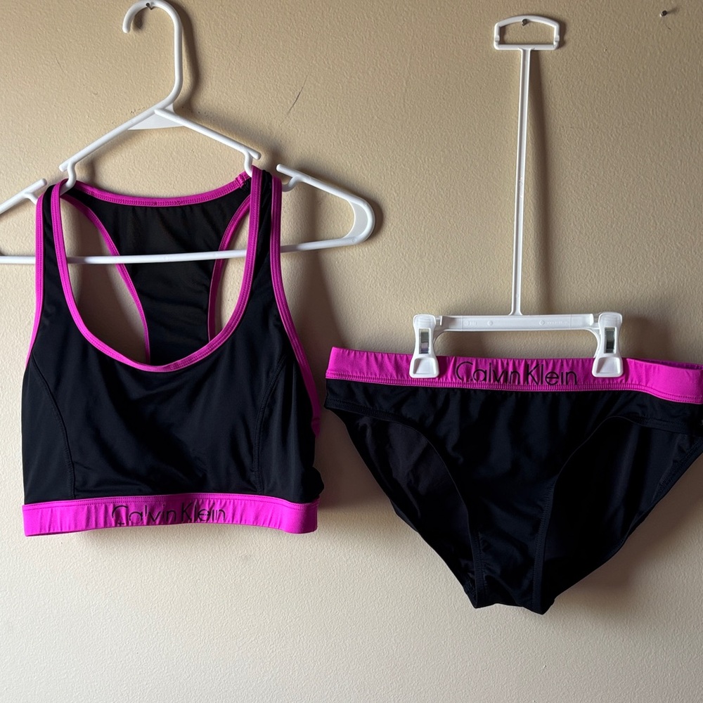 Calvin Klein Black and Hot Pink Athletic Bikini Set